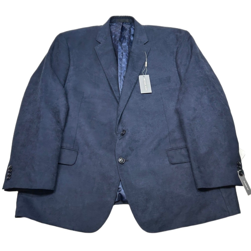Michael Kors Faux‎ Suede Sport Coat Mens 50R 50 Navy Blue Classic Fit $295 NEW